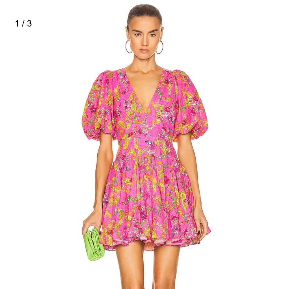 Hemant and Nadita Pink Puff Sleeve Dress Size Small